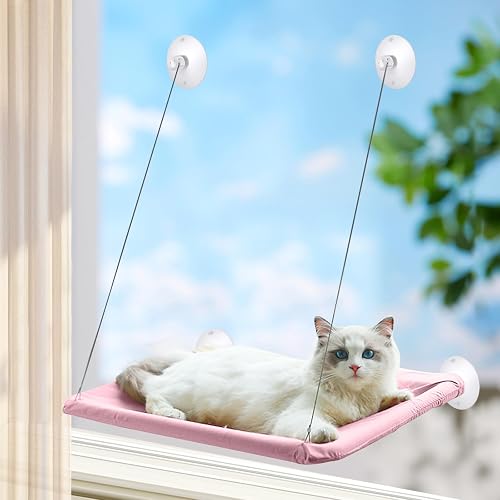 PETCUTE Hamaca de Cama con Ventana para Gatos de Interior,Hamaca Reforzada para Gatos de hasta 15kg…