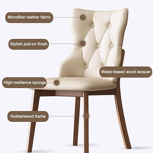 Miniatura 4 de Upholstered Dining Room Chair with Thick Cushion, Living Room Chair with Solid Wood Frame, Rustic Kitchen Chairs for Dining Room, Study
