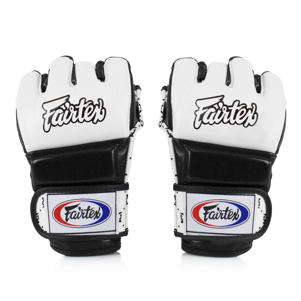Fairtex FGV17 Super Sparring Grappling MMA Gloves (White/Black, Large)