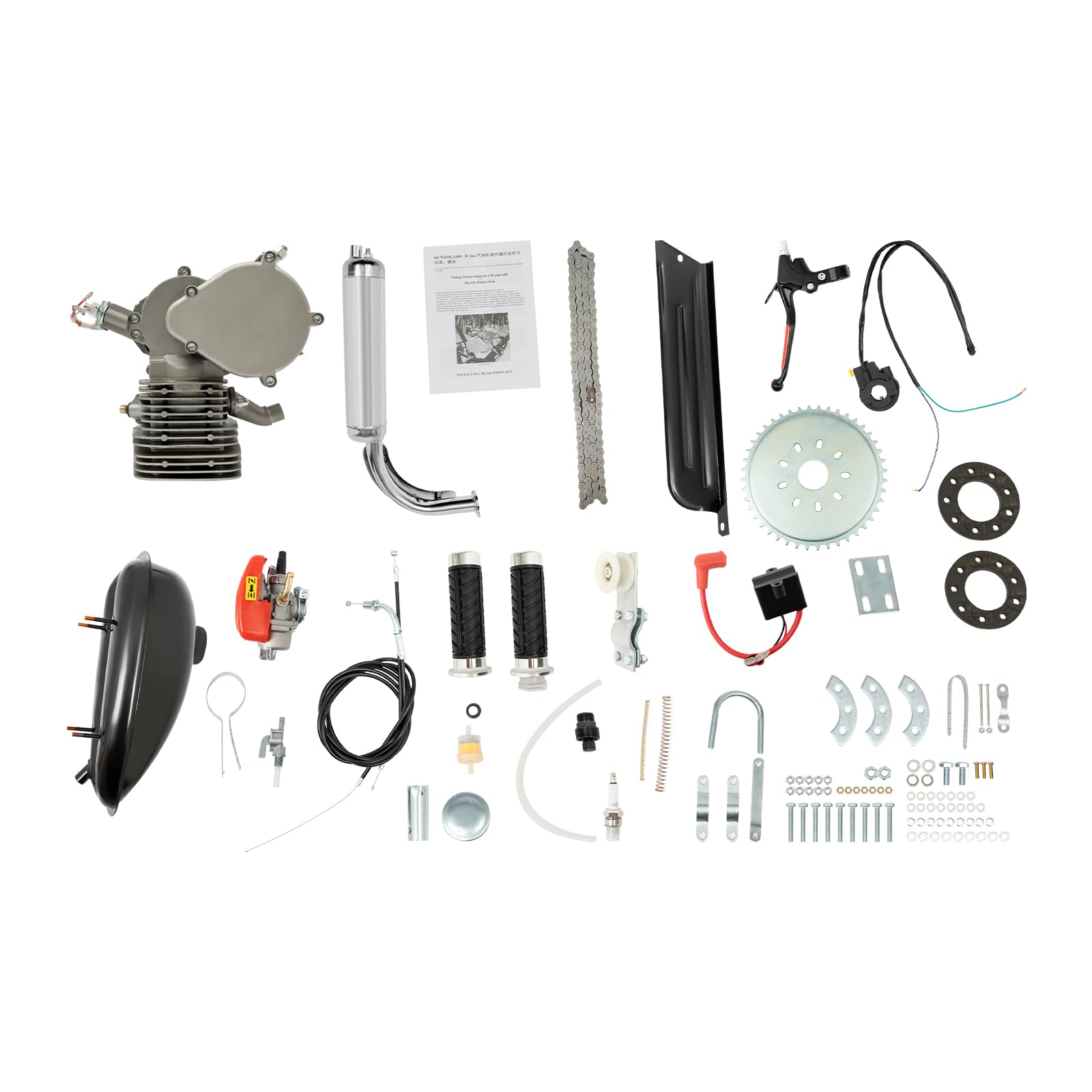 HYYKJ-US 49CC 100CC Bicycle Engine Kit 2-Stroke 4-Stroke Gas Petrol Motorized Bike Bicycle Engine Motor Kit Chain Drive Bike Bicycle Scooter DIY
