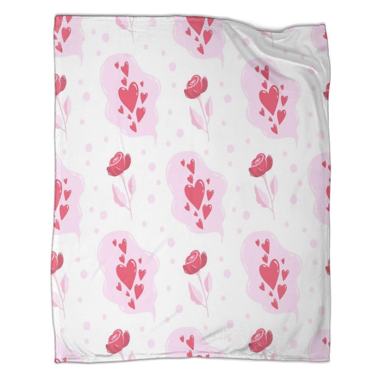 3D Gedruckte Herz Rosen Decke Mikrofaser Wohndeko Romantisches Muster Kuscheldecke Sofa Schlafzimmer Geschenk 80x90inch(200x230cm)