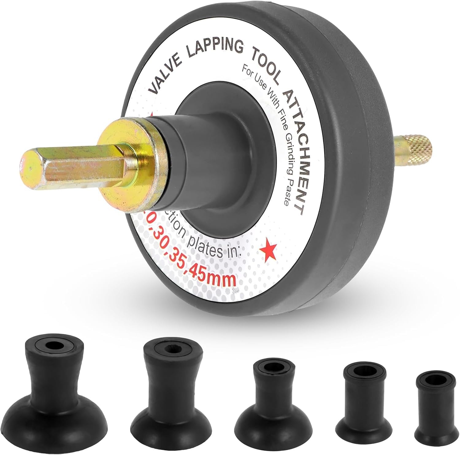 NIHUIFDPY Valve Lapping Tool Kit for Small Engines & Automotive, Drill Attachment Grinder with 5 Suction Plates (5/8" to 1-3/4"), 1000-1250 RPM Auto-Reversing Valve Seat Lap Tool for Motorcycle, Car-image-9