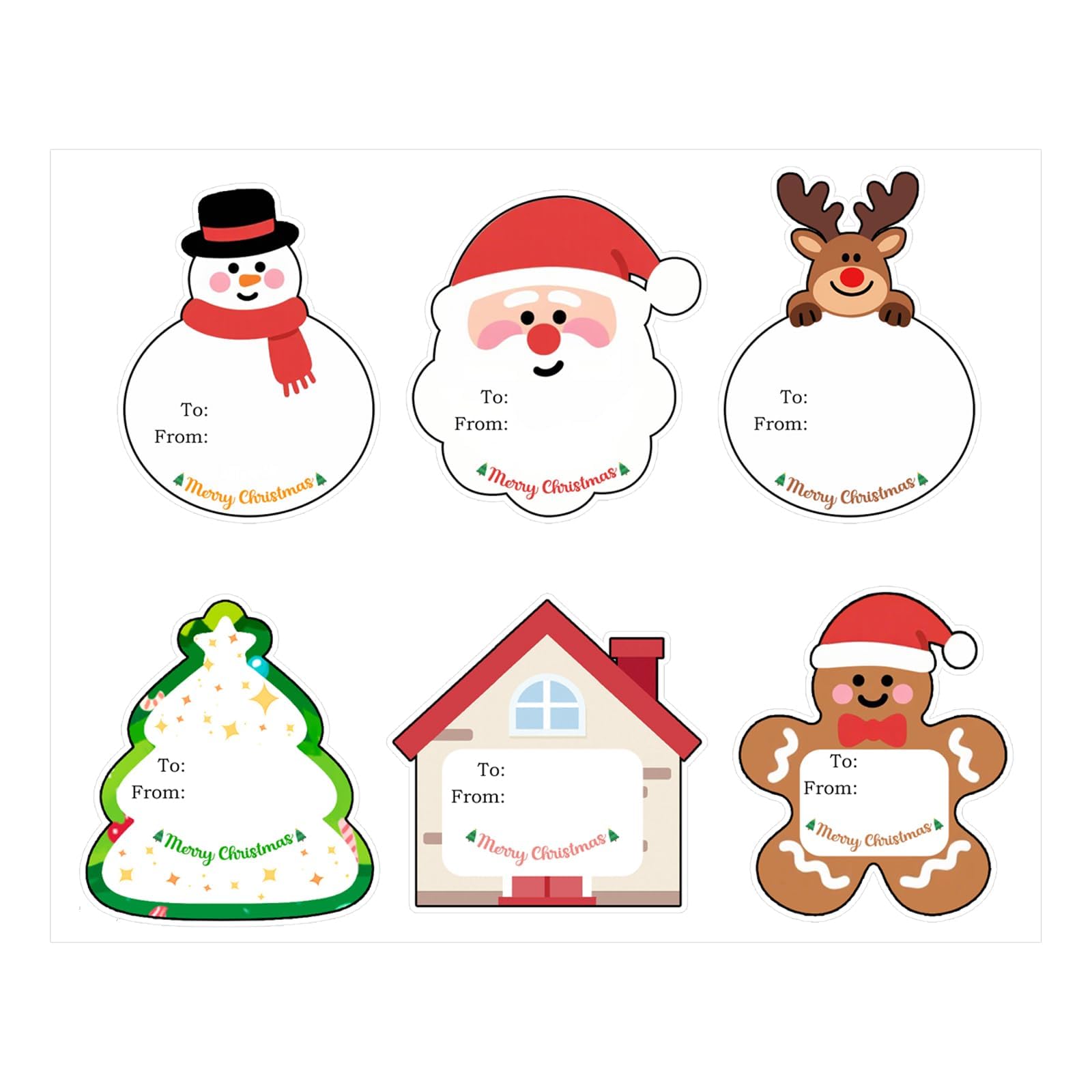 120Pcs Gift Tags Stickers, Self-Adhesive Christmas Labels for Gifts with 6 Festive Designs, Strong Stickiness for Gifts Wrap Envelope Holiday Decor