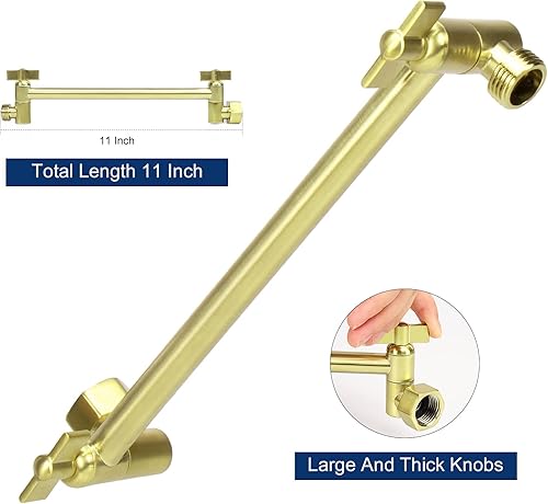 Miniatura 4 de NearMoon - Cabezal de ducha de lluvia con brazo ajustable de 11 pulgadas, cabezal de ducha de acero inoxidable de alta presión, diseño ultrafino,
