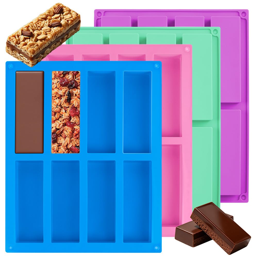 Ainiv 4 PCS Cavity Rectangle Silicone Moulds, Large Silicone Molds for Bread Baking, Baking Moulds for Chocolate Truffles, Bread, Brownies, Cornbread, Cheesecakes, Puddings, Granola Bars