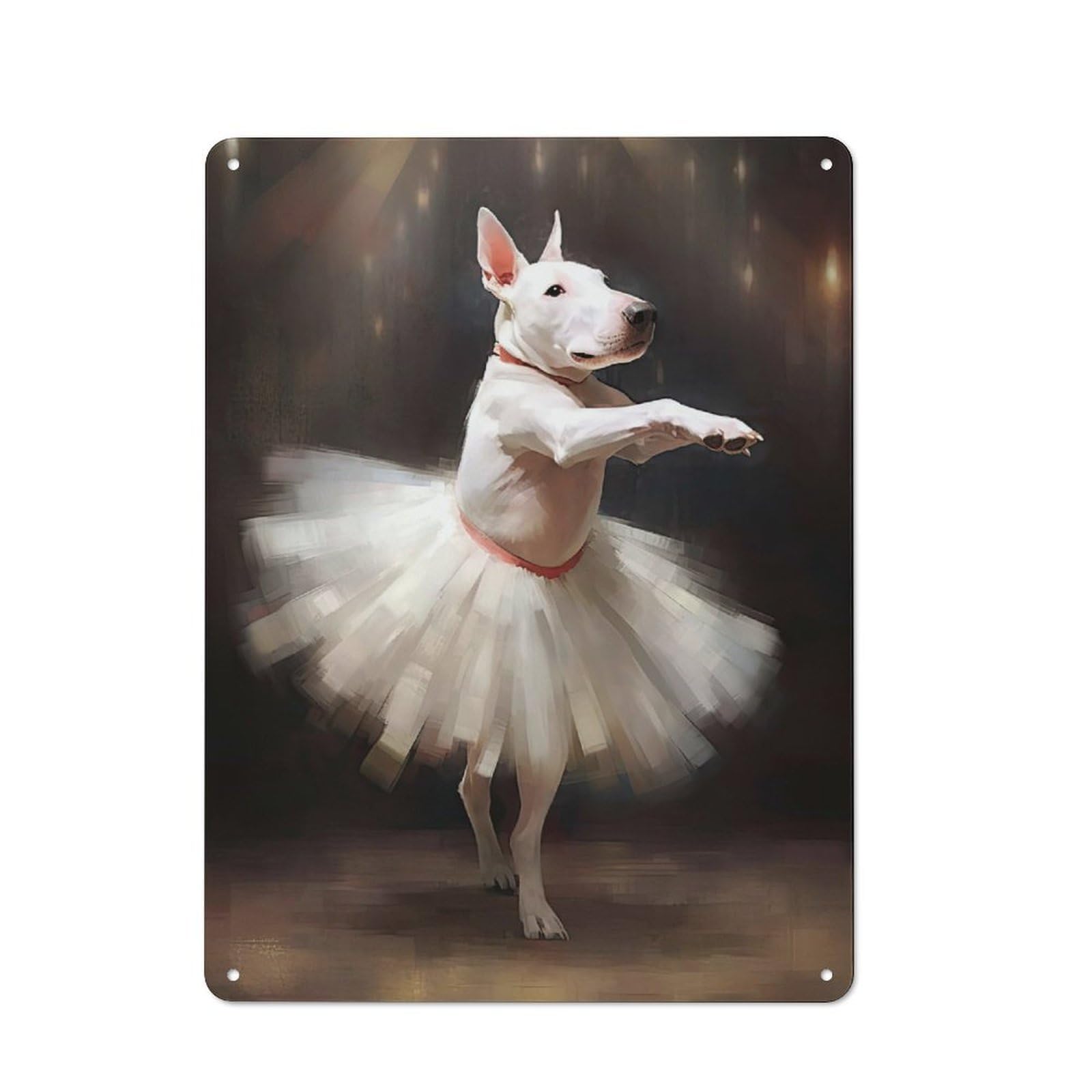Junmoney Style-13 Vintage Tin Sign 40X30cm With Bull Terrier Dog Ballerina For Hobby Room Or Studio, For Metal Sign Collectors, For Garage And Workshop Walls