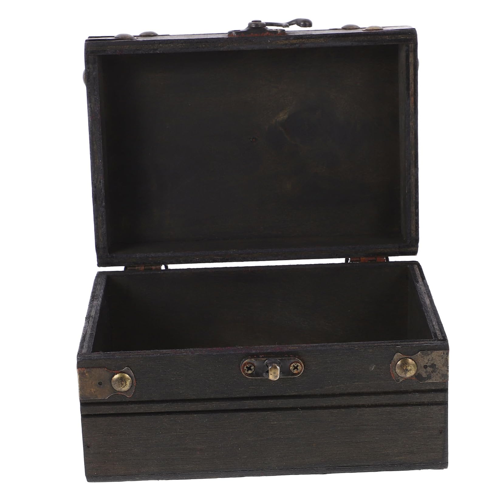 STOBAZA Small Wooden Decorative Box Vintage Treasure Chest Jewelry Storage Wooden Prop Retro Style