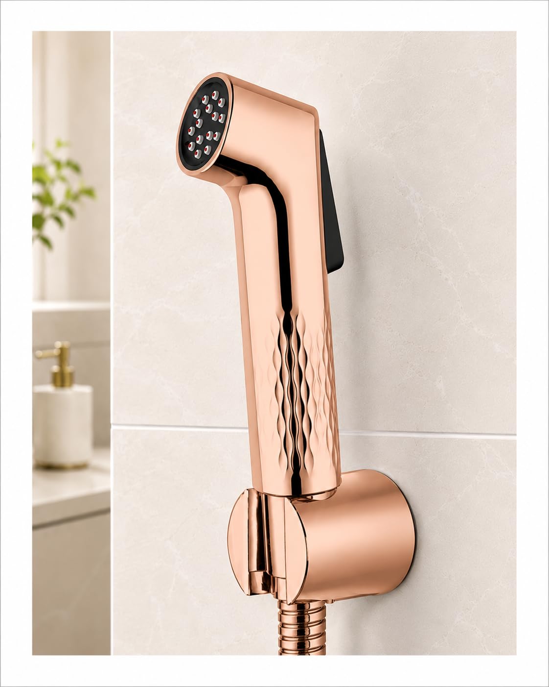 Premium Plus Rose Gold Health Faucet Complete Set with 1 Meter Matching Hose & Matching Wall Hook | Self Cleaning ABS Jet Spray for Toilet | NeverBlock™ AutoClean Nozzles-image-21