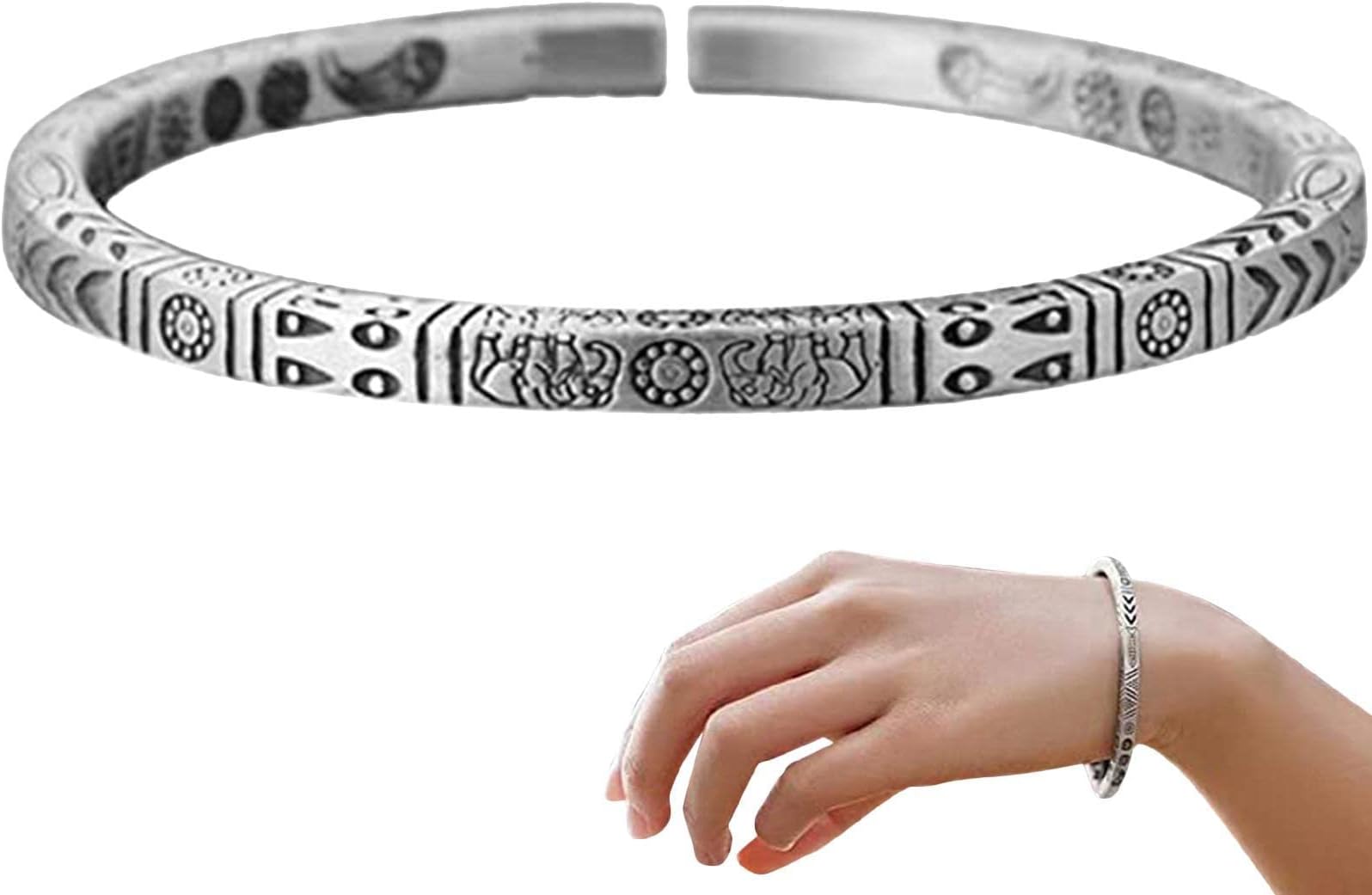 Vintage Ethnic Bracelet,Retro Handmade Totem Ethnic Bracelet | Unisex Totem Cuff Amulet Jewelry, Fashion Metal Adjustable Open Bracelet