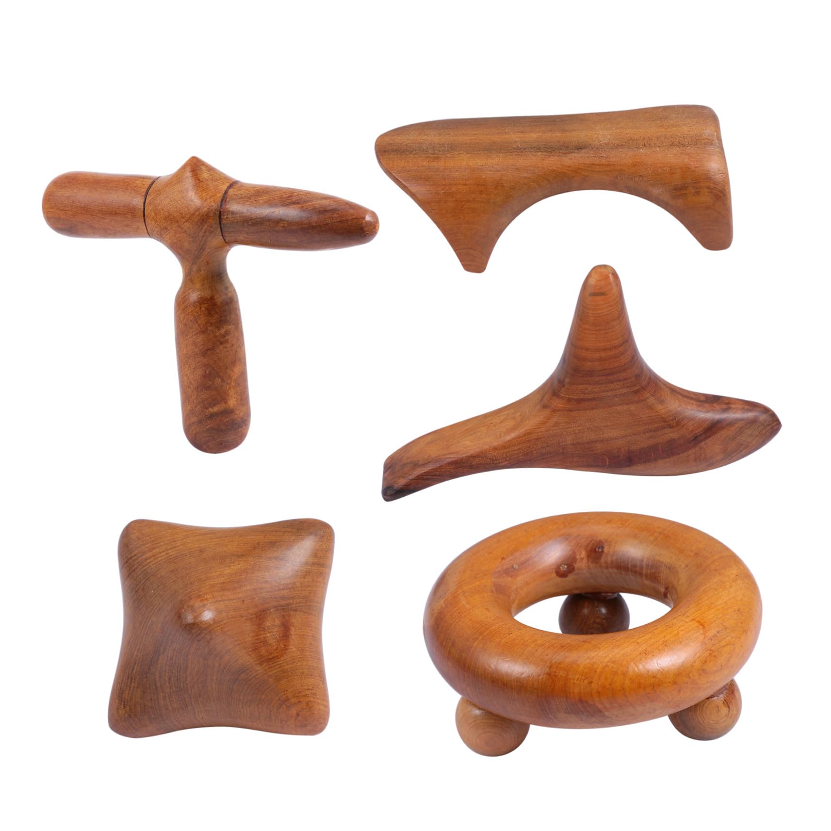 5 piezas Tablas Gua Sha de Madera Tradicional para Masaje Facial y Corporal Herramienta Ligera para Raspado y Masaje Cuello y Cuerpo Duradera y Portátil para Cuidado Piel y