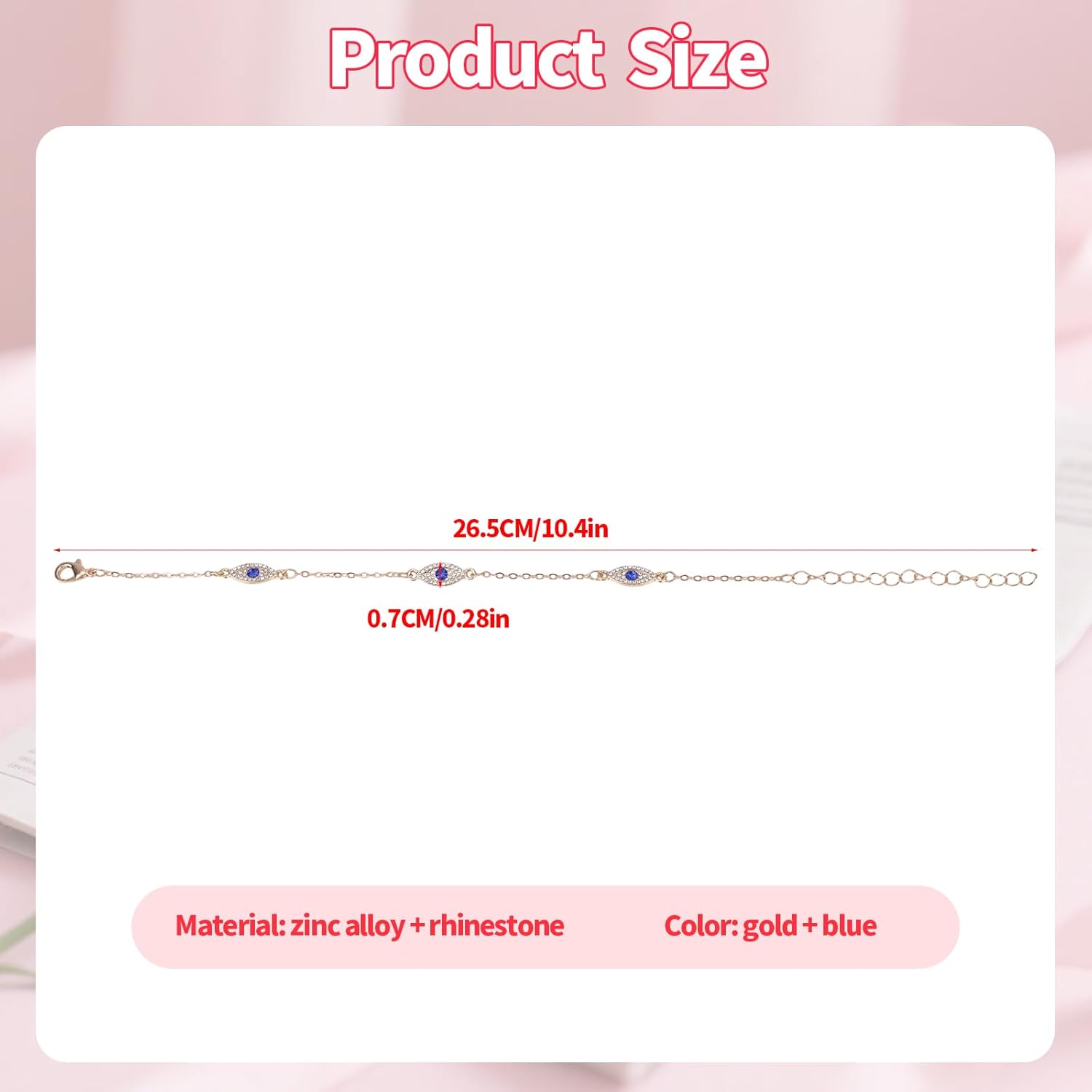 Gold Evil Eye Anklet for Women, Adjustable Boho Evil Eye Anklet Bracelet Waterproof Dainty Summer Beach Jewelry Present for Her - Image 2