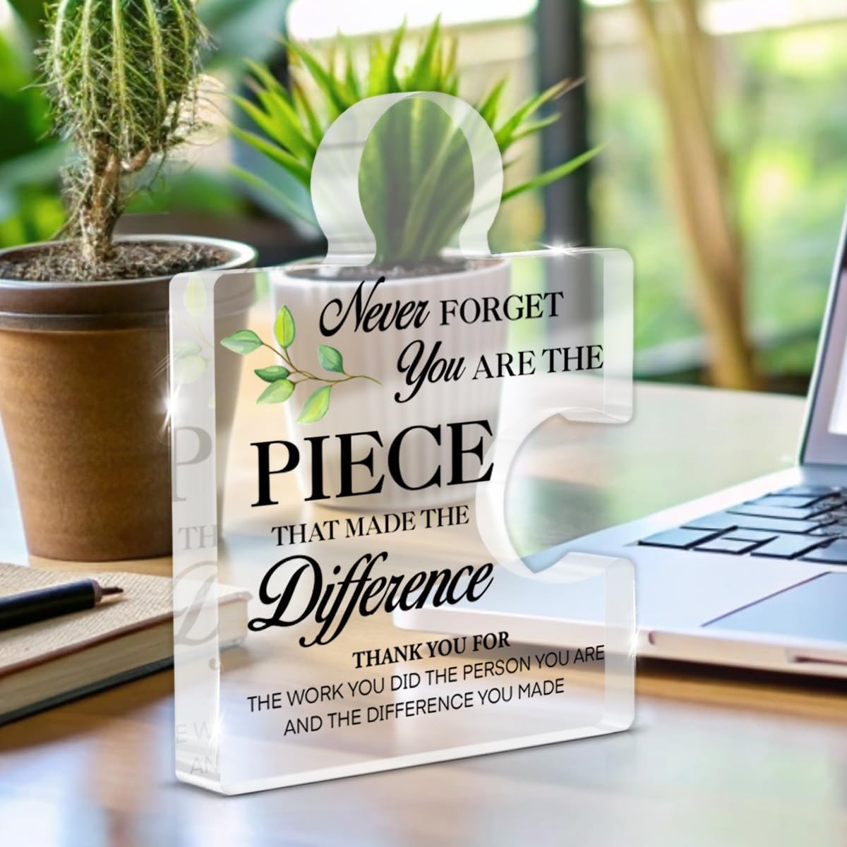 Team Gifts for Employees, Thank You Gifts for Coworkers Teacher Nurse, Farewell Promotion Retirement Appreciation Gift, Never Forget You Are the Piece Made the Difference, Acrylic Puzzle Plaque Decor - Image 3