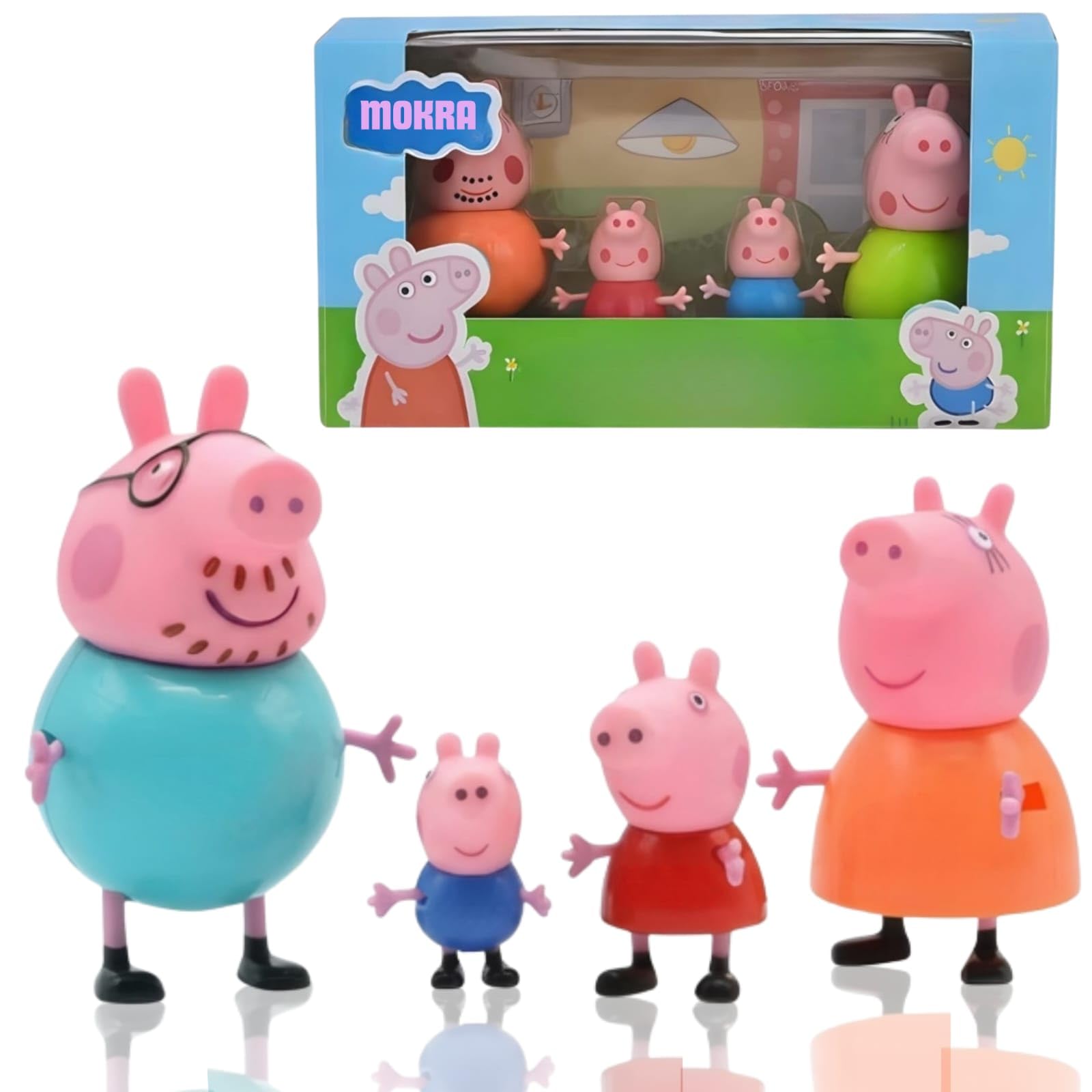 Peppa Pig Family Toys Set of 4 - George, Mummy Pig, Daddy Pig & Grandparents | Movable Cartoon Figures Dollhouse & Car Play Set | Kids Toy for Boys & Girls 2+ Years | Birthday Return Gift-image-43