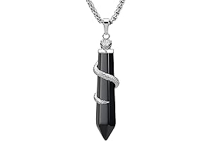 Healing Crystal Necklace with Obsidian Pendulum