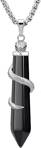 BEADNOVA - Collar con dije de cristal de piedra preciosa curativa para mujer u hombre, péndulo adivino y de curación mediante energía (con cadena de