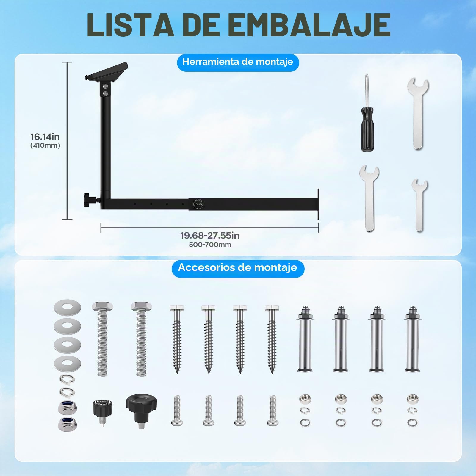 IMAYCC Starlink Gen 3 Mount BrazoLargo, Escalable Soporte Starlink Gen 3 Ajustable de 360°, Soporte para Poste V3 con Adaptador de Tubo Starlinks V3 para Pared/Techo Starlink Internet Kit