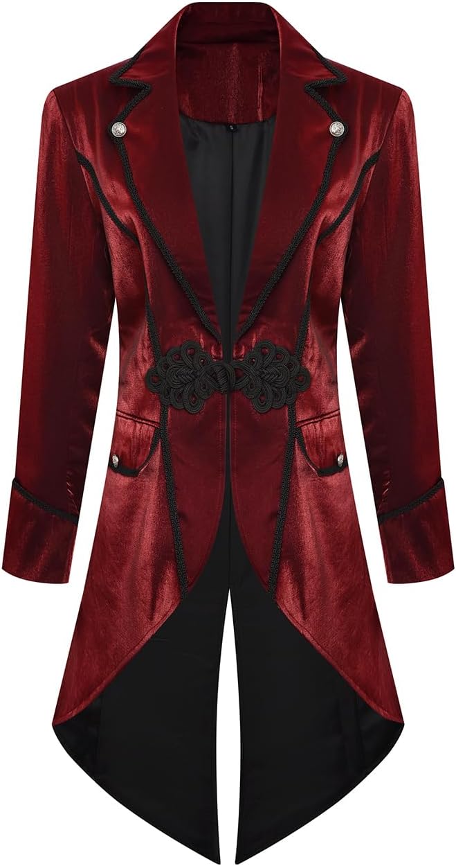Women Gothic Lapel Suit Victorian Tailcoat Jackets Steampunk Outfits Medieval Pirate Coat - Image 4