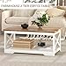 LUXOAK 3-Piece Farmhouse Living Room Table Sets, Includes 1 x Coffee Table, 2 x End Tables with Charging Station & USB Ports, Rustic Coffee Table Set of 3, Distressed White