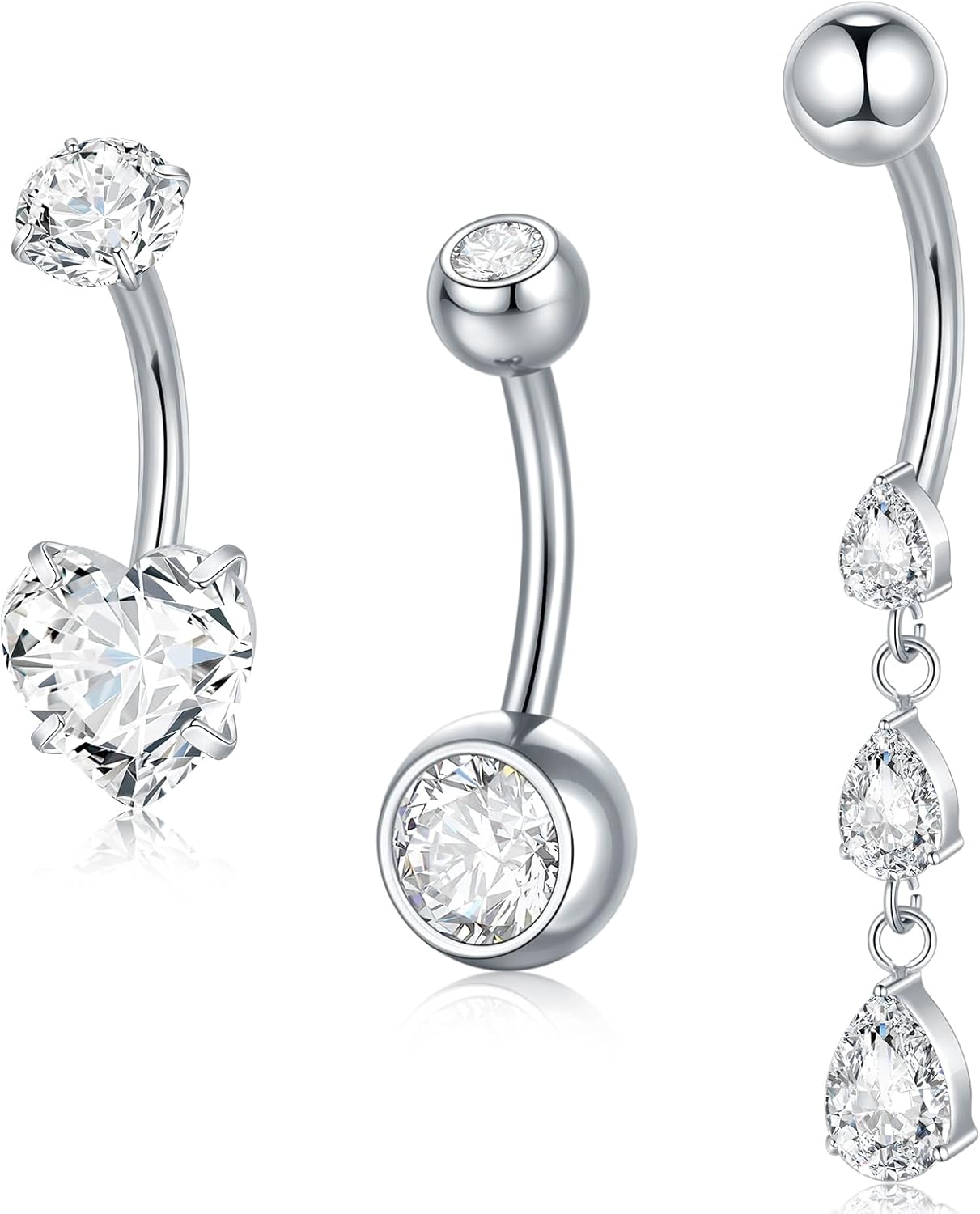 Xpircn 14G Belly Button Rings Titanium Belly Piercing Internally Threaded Belly Rings, Belly Piercing Jewelry, Dangle Belly Button Rings for Women