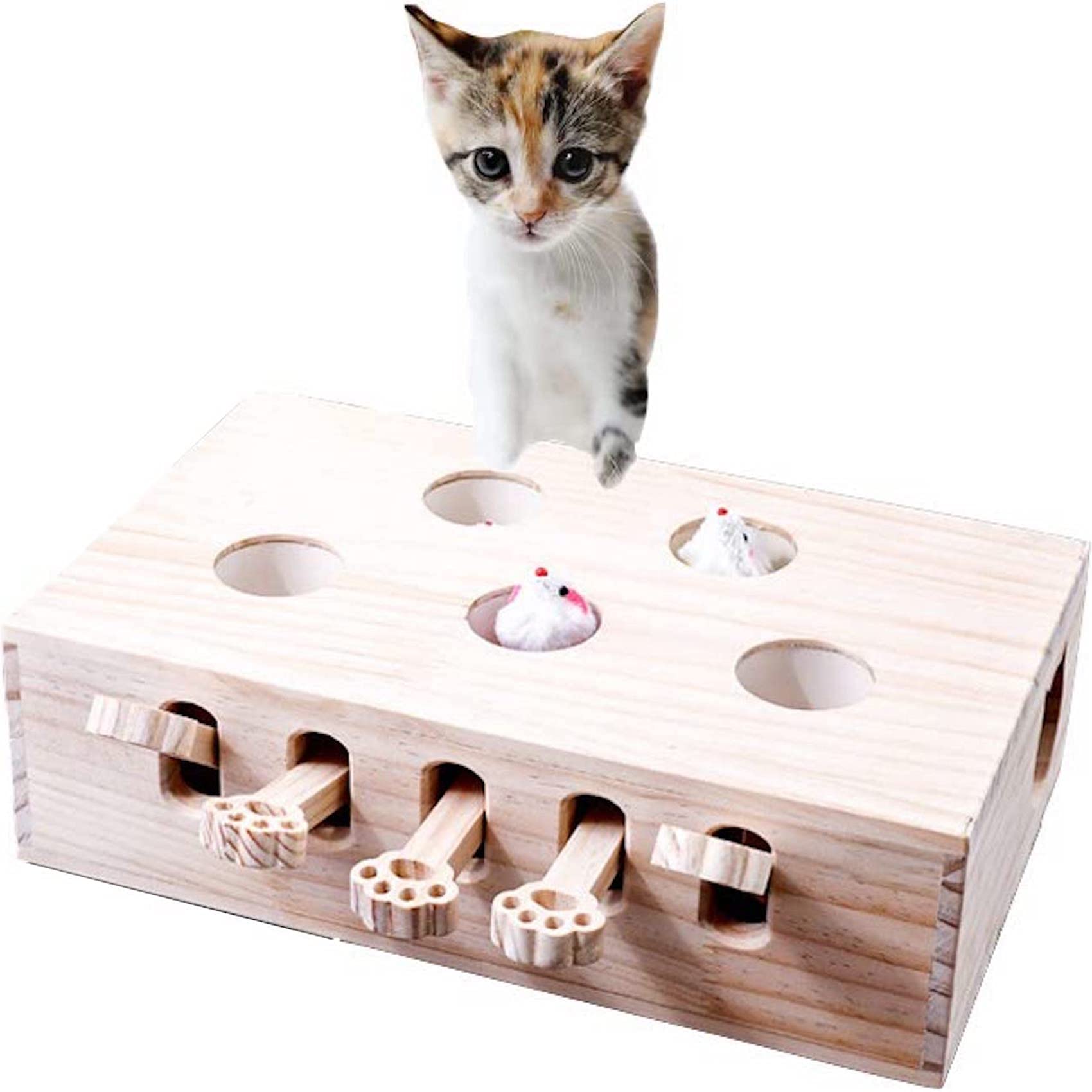 Amazon | pearpark 木製 モグラ叩き 猫 おもちゃ お洒落 ネコ ねこの 
