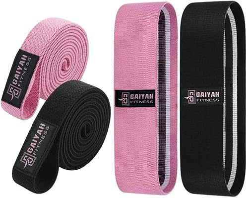 GAIYAH FITNESS Long Bands for Working Out - Long Resistance Band Body Bands for Working Out Long Loop Resistance Bands Set Fabric Booty Bands for Women Hip Squat Booty for Full Body Workout Set of 4