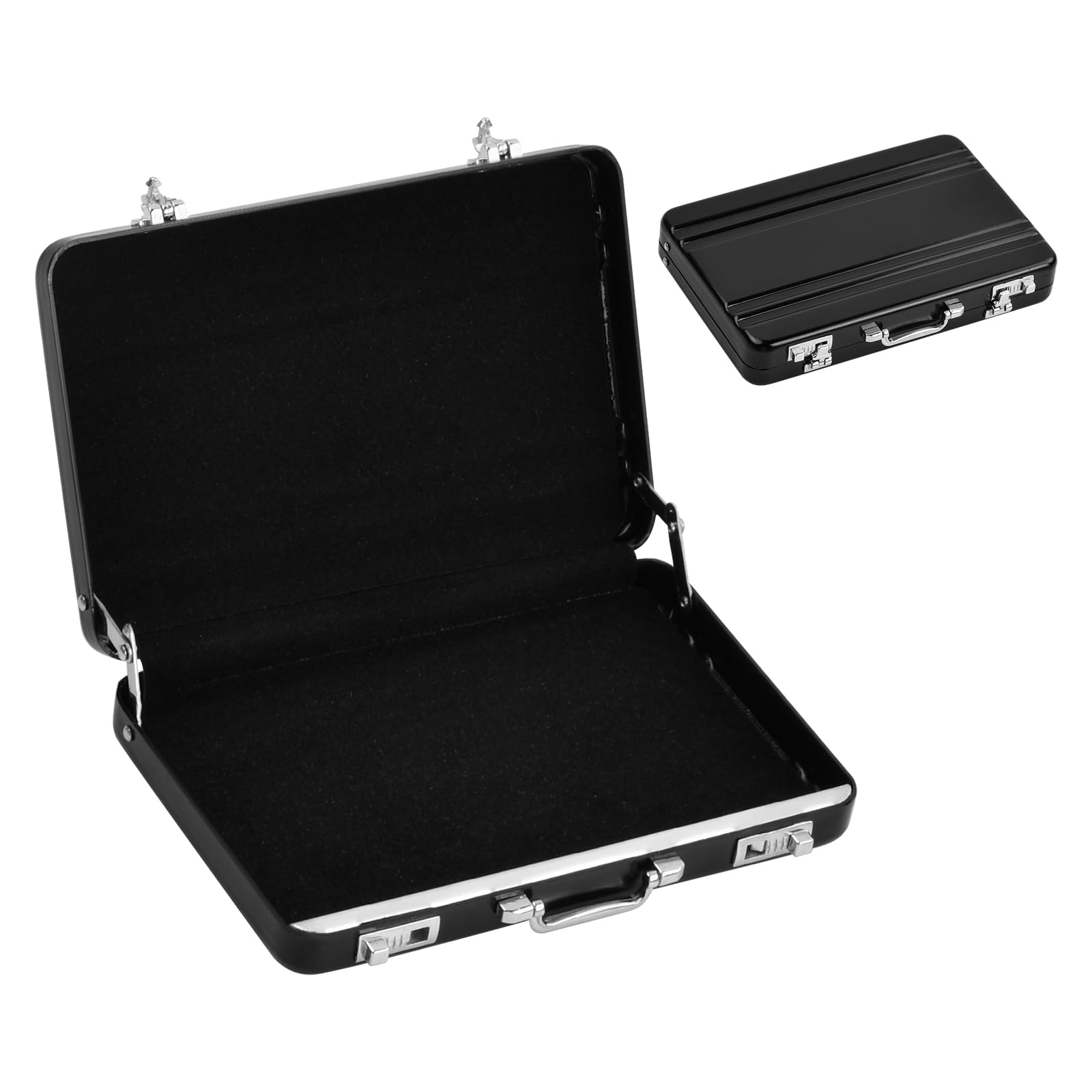 Maletín Aluminio Pequeño, Diseño De Maletín, Pequeña Maleta de Dinero, Cierre A Presión Caja Seguridad Para Coche, Caja de Dinero, Mini Maletín de Aluminio con Cierre a presión (Negro)