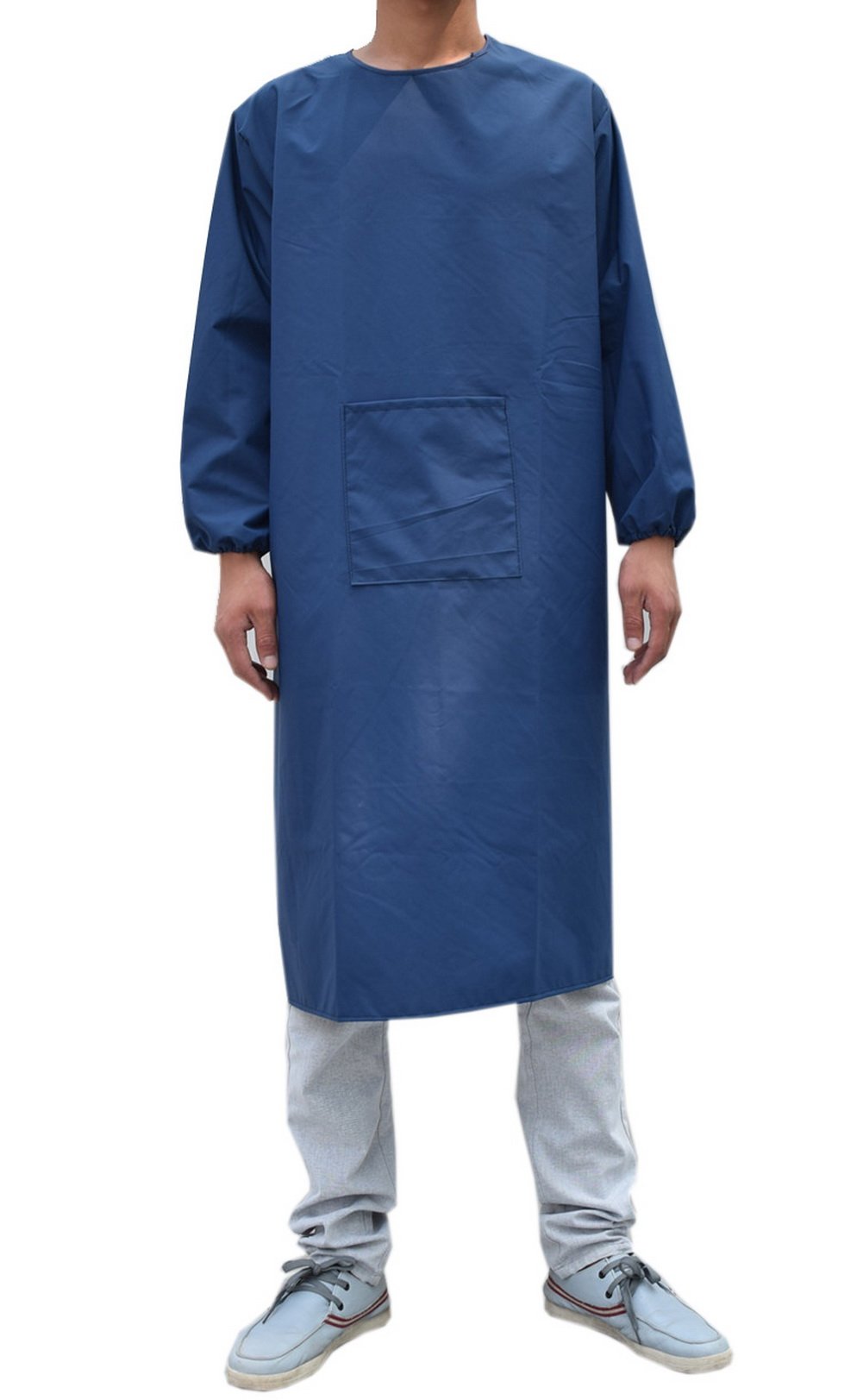 Ue Store Men's Navy Adults Long Sleeve Cooking Kitchen Apron Waterproof Butcher Artist Apron