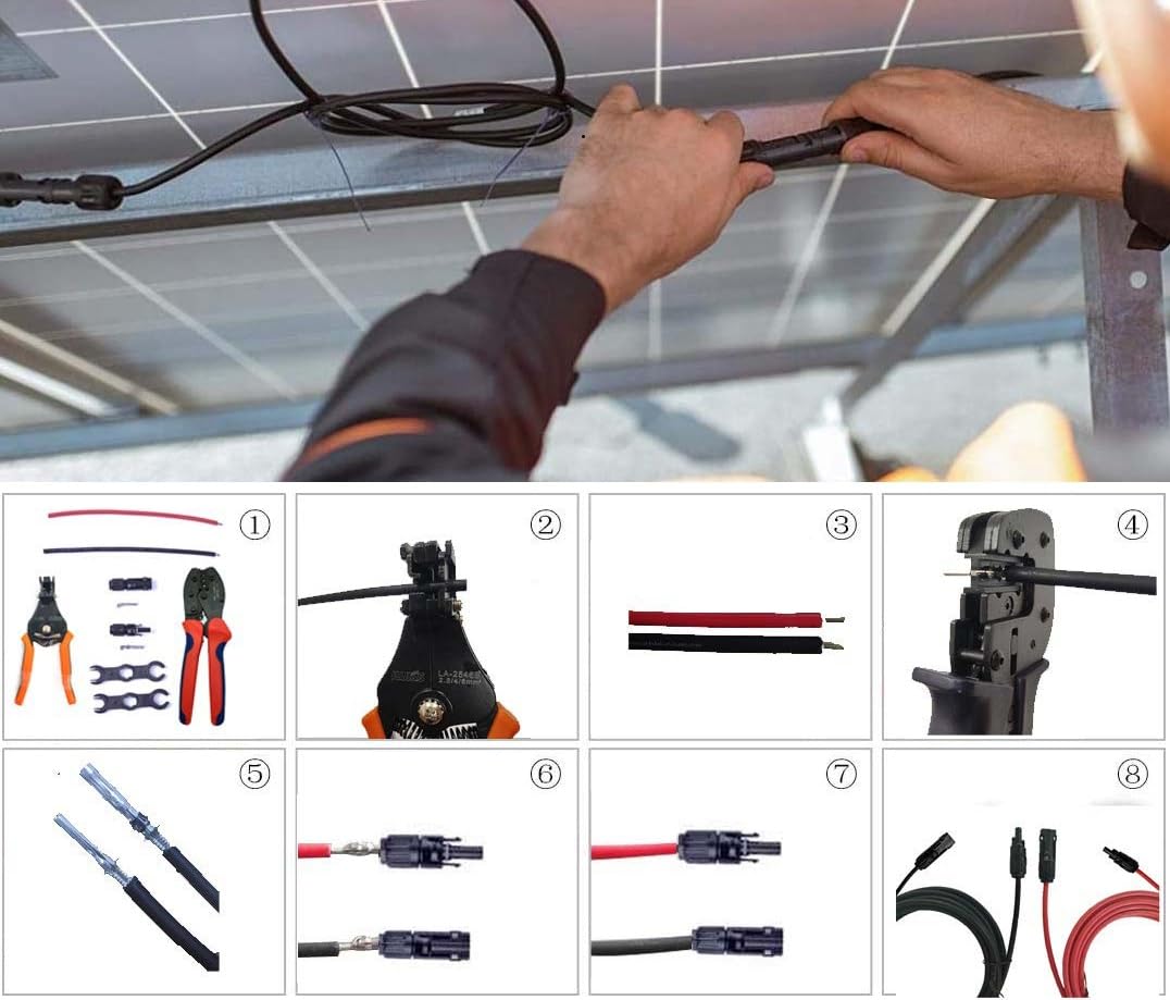 MC4 Solarkabel, 10 AWG, Solar-Verlängerungskabel, 9 m, mit Buchse und Stecker, 10 Gauge (6 mm²) Solarmodul-Verlängerungskabel