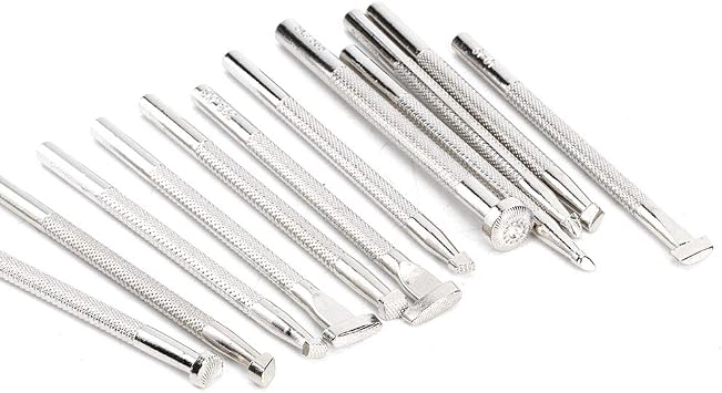 12-Piece Leather Stamping Tool Set, Saddle Making Stamps, Special Shape Punch for Handmade Art and Leatherworking