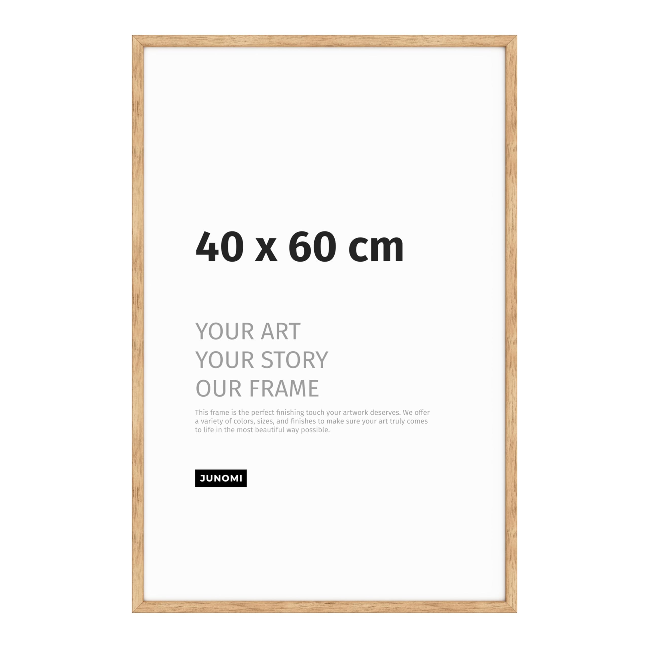 JUNOMI Premium Oak Picture Frame 40 x 60 cm - Real Oak Wood Frame with Shatterproof Acrylic Front, 40 x 60 cm / 1x - Image 2