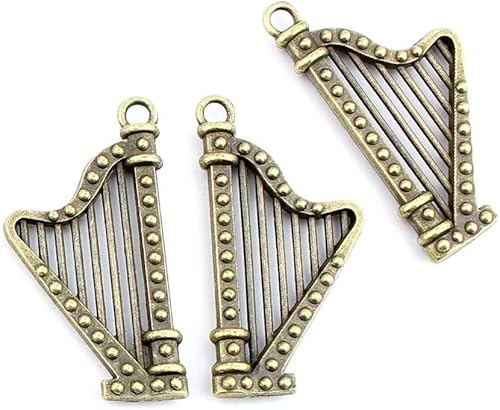 100 piezas de joyería hallazgos de bronce antiguo encantos FL2761 arpa irlandesa artesanía lote reparación suministros