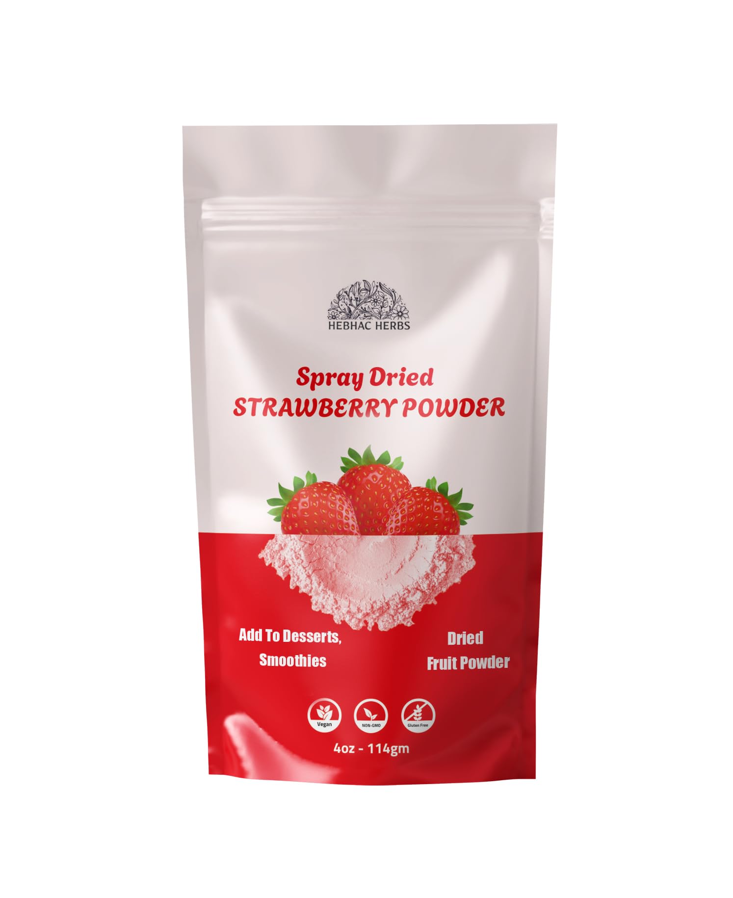 Strawberry Powder 114 g | Spray-Dried Strawberry Powder – No Sugar or Additives, Perfect for Baking, Smoothies, Drinks, and Camping | Gluten-Free &