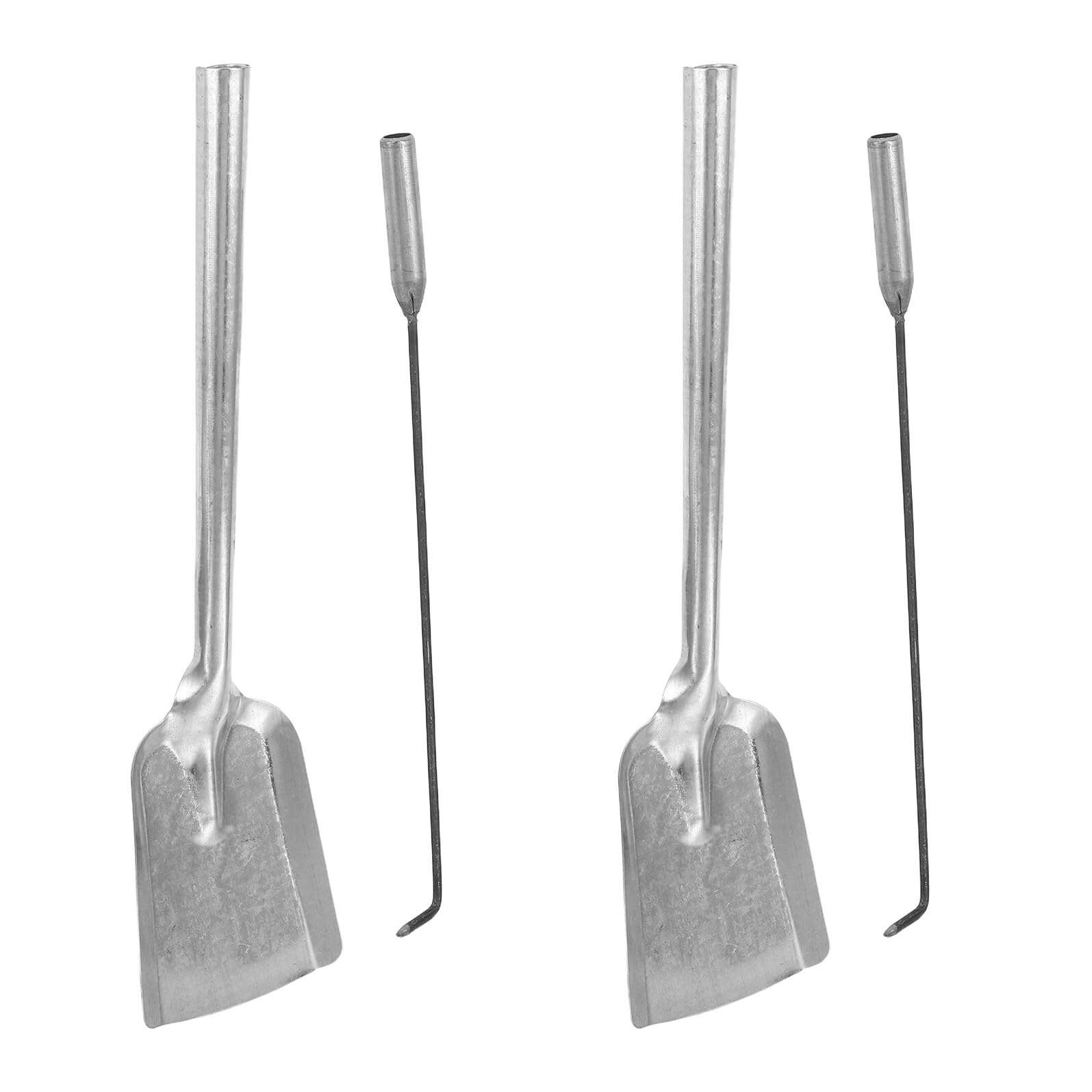 Set Attrezzi per Caminetto 4 Pezzi in Ferro Robusto con Pala Cenere e Pinze Pesanti Attizzatoio per Stufa a Legna con Impugnature Ergonomiche per Focolare Domestico e Uso