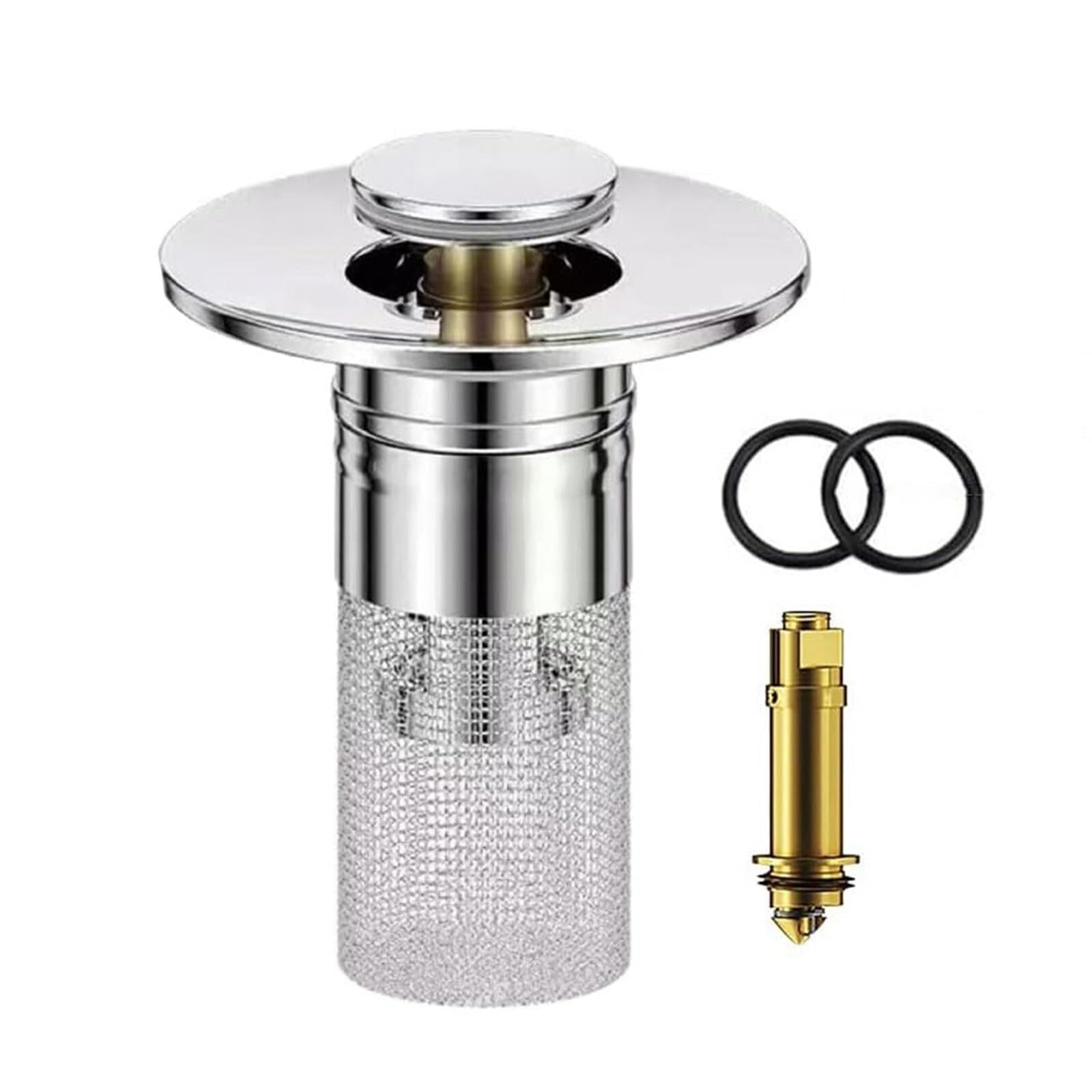 Sink Plug, Universal Bathroom Sink Stopper Stainless Steel Popup Bounce Core Basin Drain Filter 2Pack