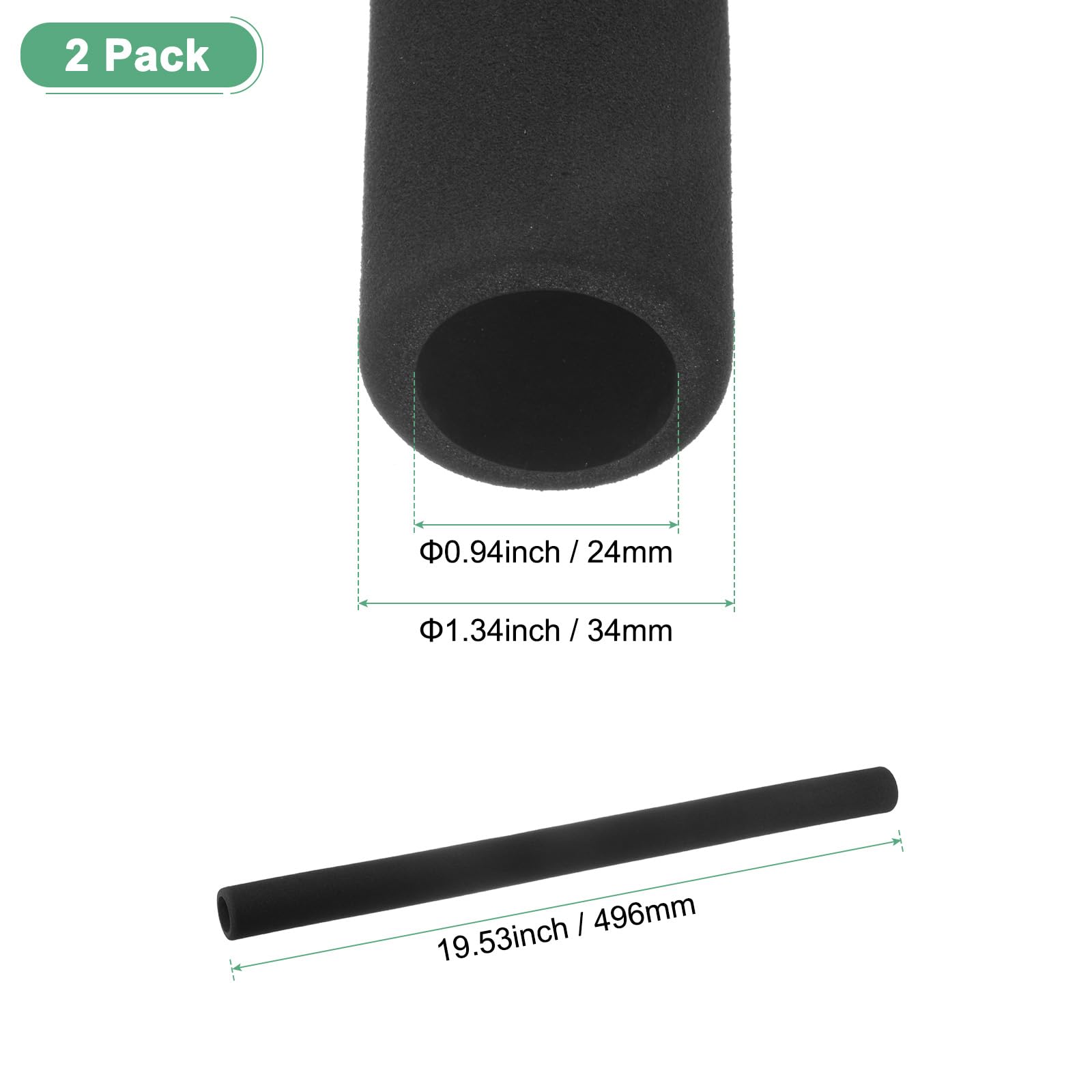 M METERXITY 2-Pack Pipe Insulation Foam Tube, 24mm ID 34mm 1-1/4" OD 496mm Length - Image 3