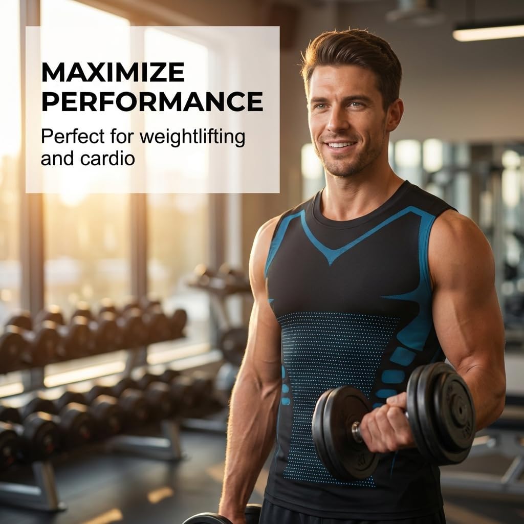 Débardeur de Compression Homme Lot de 3 Maillot de Corps Gainant Ventre Plat Hommes Shirt Sports Débardeurs de Gym pour Homme t-Shirt sans Manches pour Le Fitness et la Musculation Tops Haut