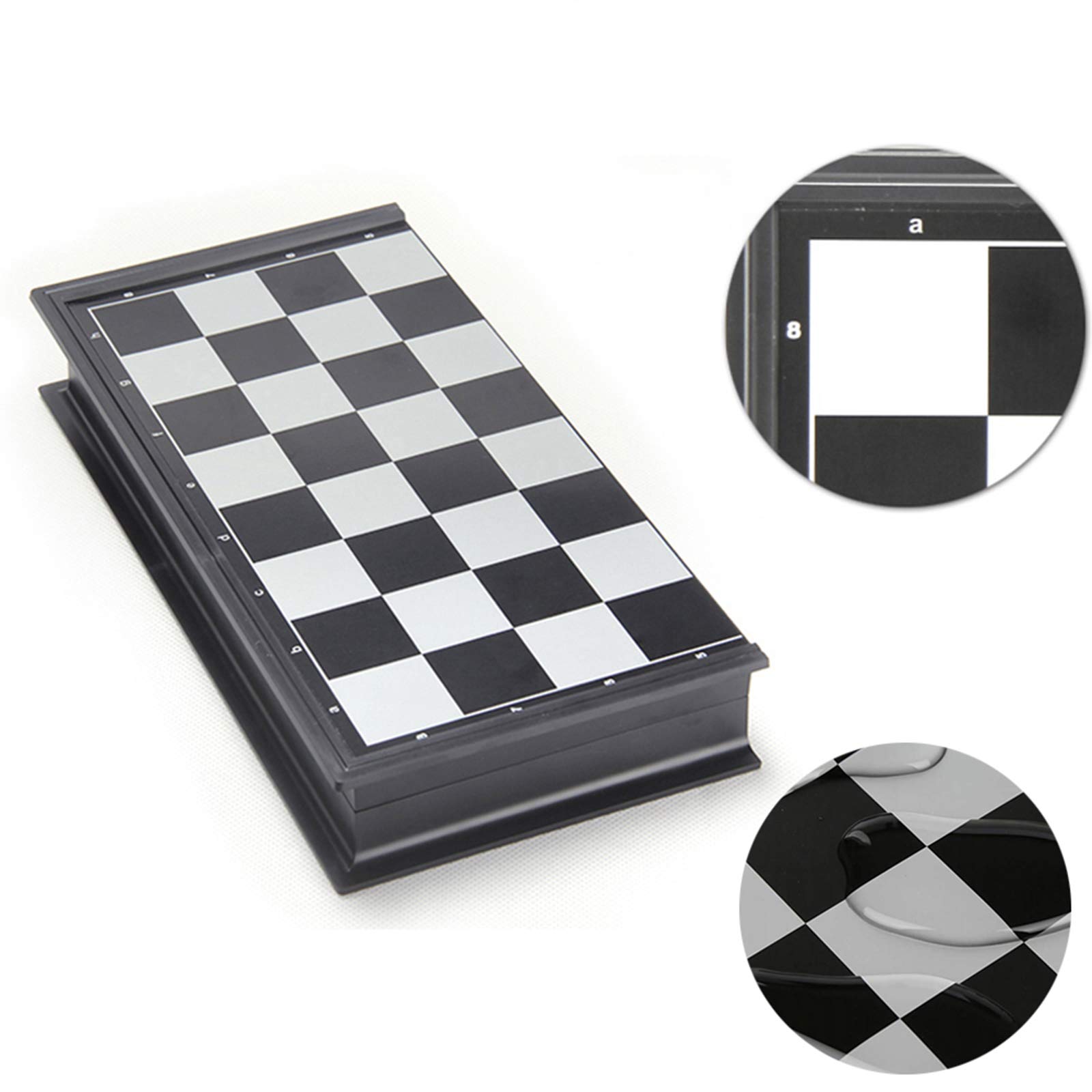Scacchi da viaggio Scacchiera magnetica pieghevole, pezzi in bianco e nero, conveniente, giocattoli educativi/regalo per bambini e adulti (36 x 36 cm)