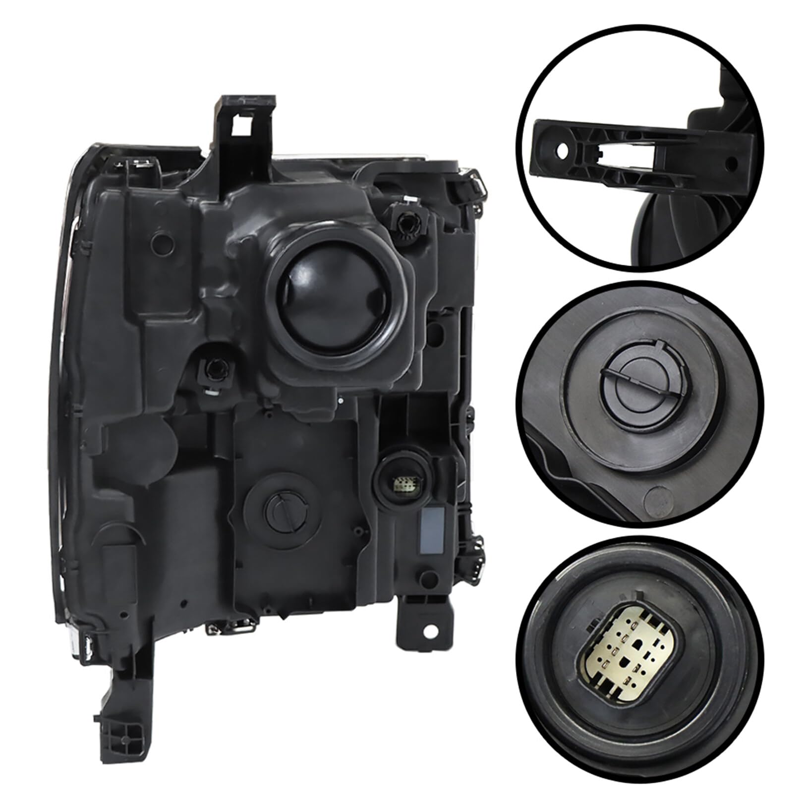 Pair Chrome Headlights For Chevy Silverado 1500 2016-2018 – HID/Xenon Projector, With DRL, Clear Lens - View #4