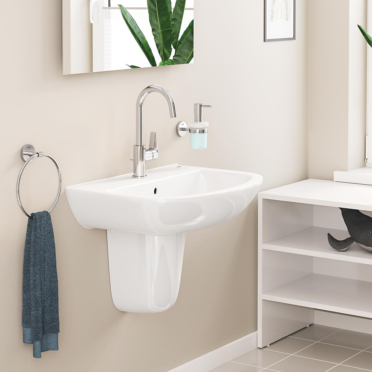 GROHE Robinet lavabo de salle de bains Start Edge, mitigeur monocommande avec tirette de vidage, mousseur économique d'eau, chromé, 24201001 (Import Allemagne)