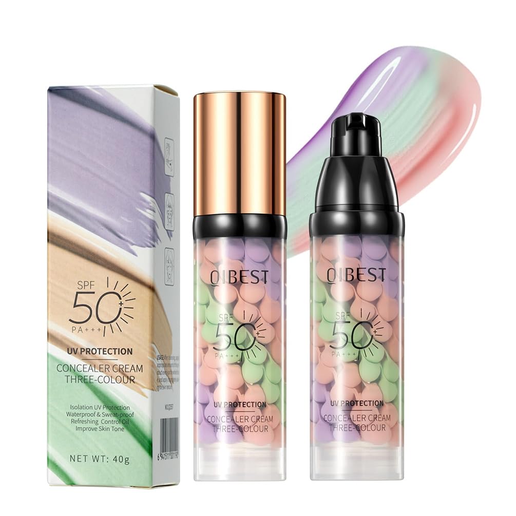 3 in 1 Face Primer Before Makeup, SPF 50 Sunscreen & Color Corrector, Long-Lasting Hydrating Makeup Base, Smoothes Fine Lines, Oil Control, Tone Correcting, Blurs Pores, Lightweight Pore Minimizer