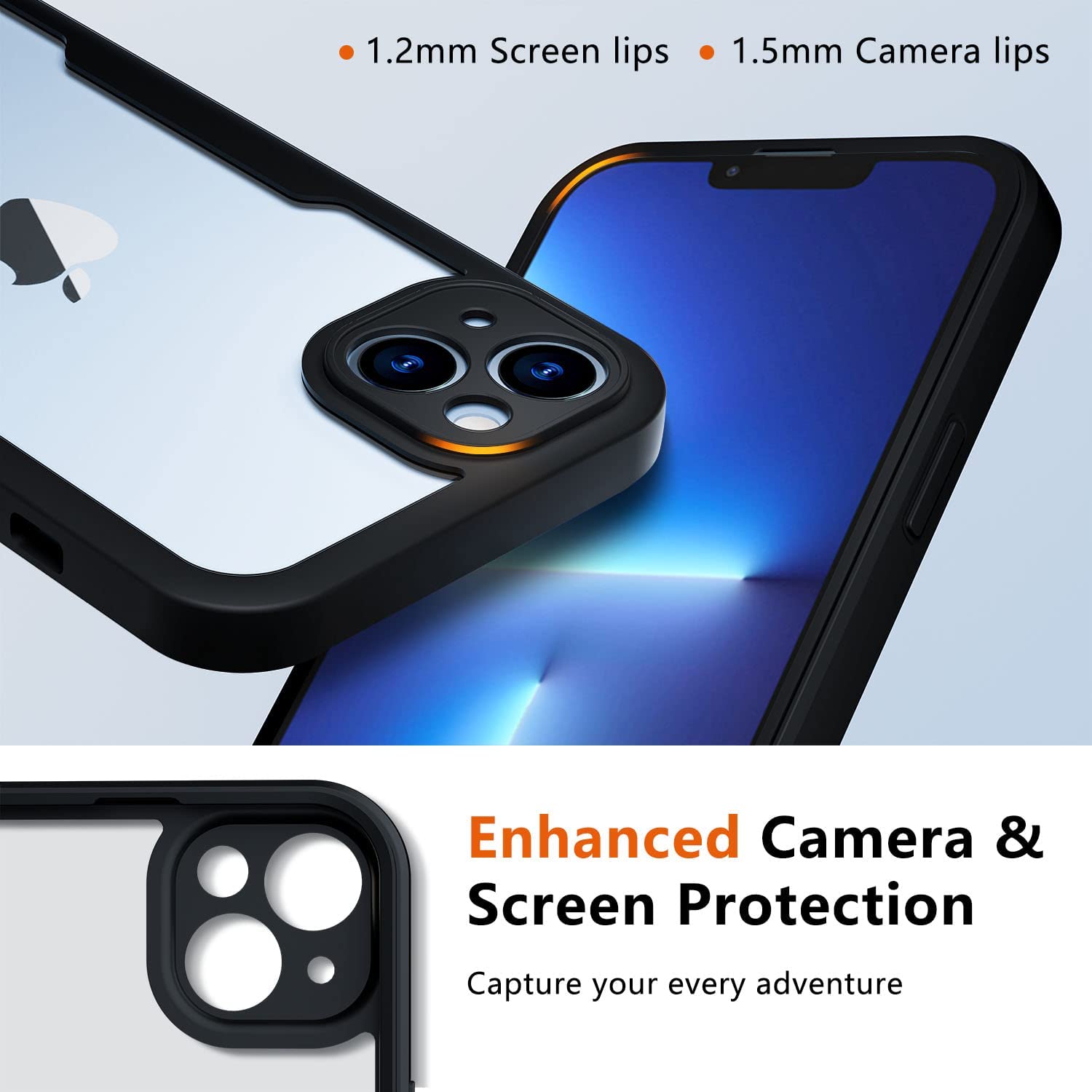 Cover Per IPhone 14 Antiurto 360° - Con Protezione Schermo E Fotocamera Integrate, TPU Trasparente, Ricarica Wireless, Nero