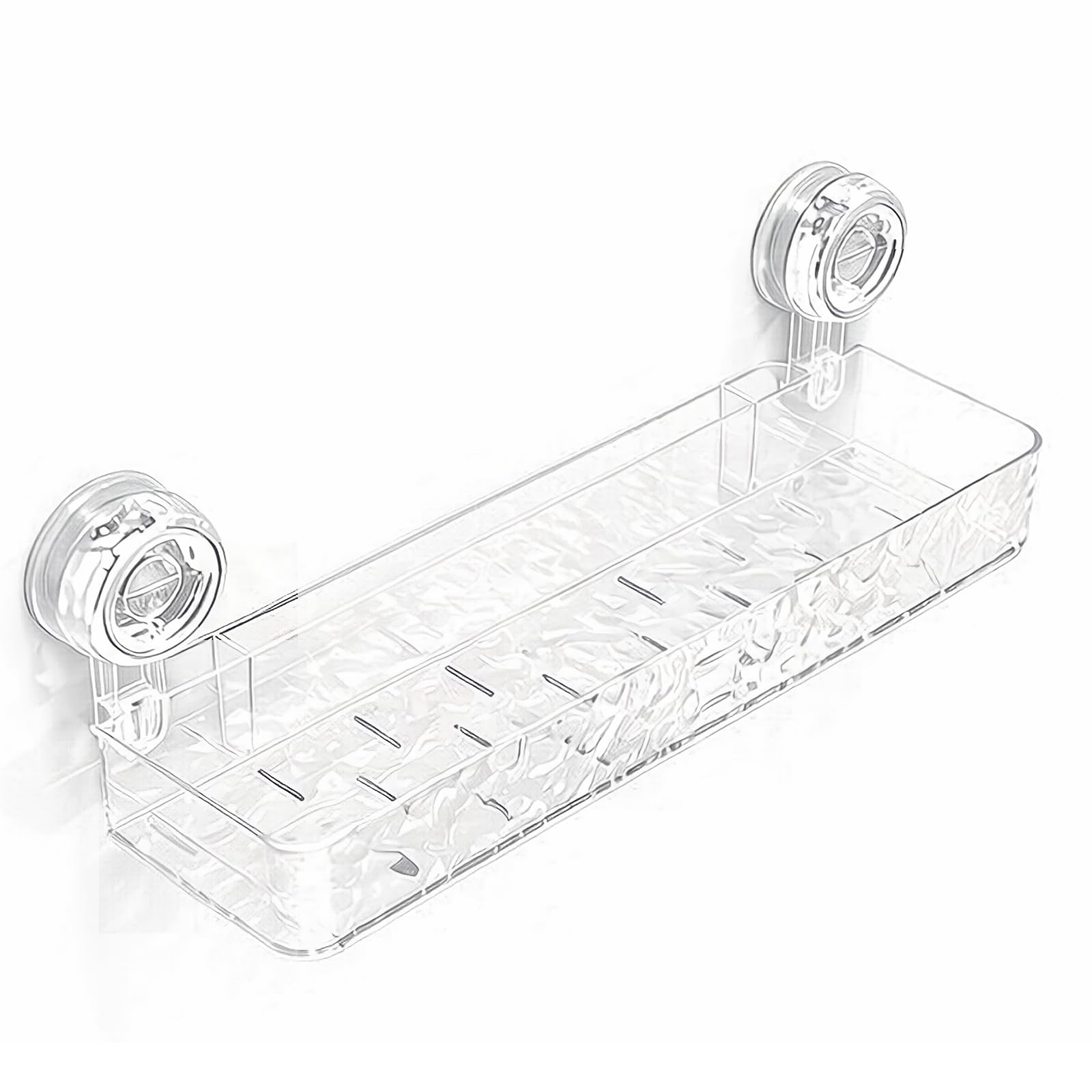 SKOGHUP Clear Shower Caddy with Suction Cups Wall Mounted Bathroom Organizer Plastic Storage Basket for Shampoo and Soap