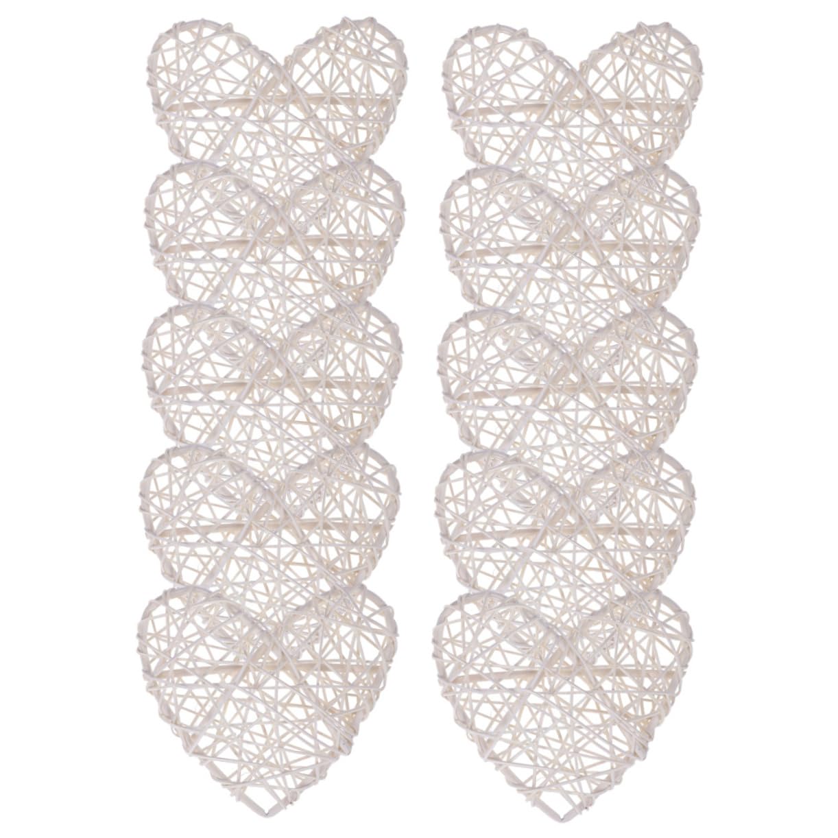 VICASKY 10 Pezzi Cuore di Vimini Verde Acqua Arredamento Nuziale Vite Cuori di Vimini UV Decorazioni Natalizie Natale Decorazioni Pendente di Calore Sfera Pendente Decorativa Rattan Bianca