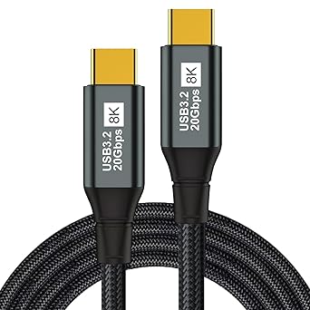 Wefly USB C to Monitor Cable 50CM -8K@60Hz USB C Display Cable-100W PD Fast Charging-USB 3.2 Gen 2 20Gbps Data Transfer, USBC to USBC Video Cable.