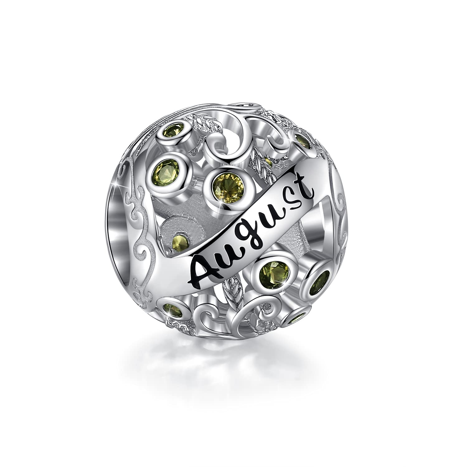 GDDX Tree of Life Birthstone Charms Fit Bracelet Necklace 925 Sterling Silver Bead Charms Happy Birthday Gifts for Women Girls