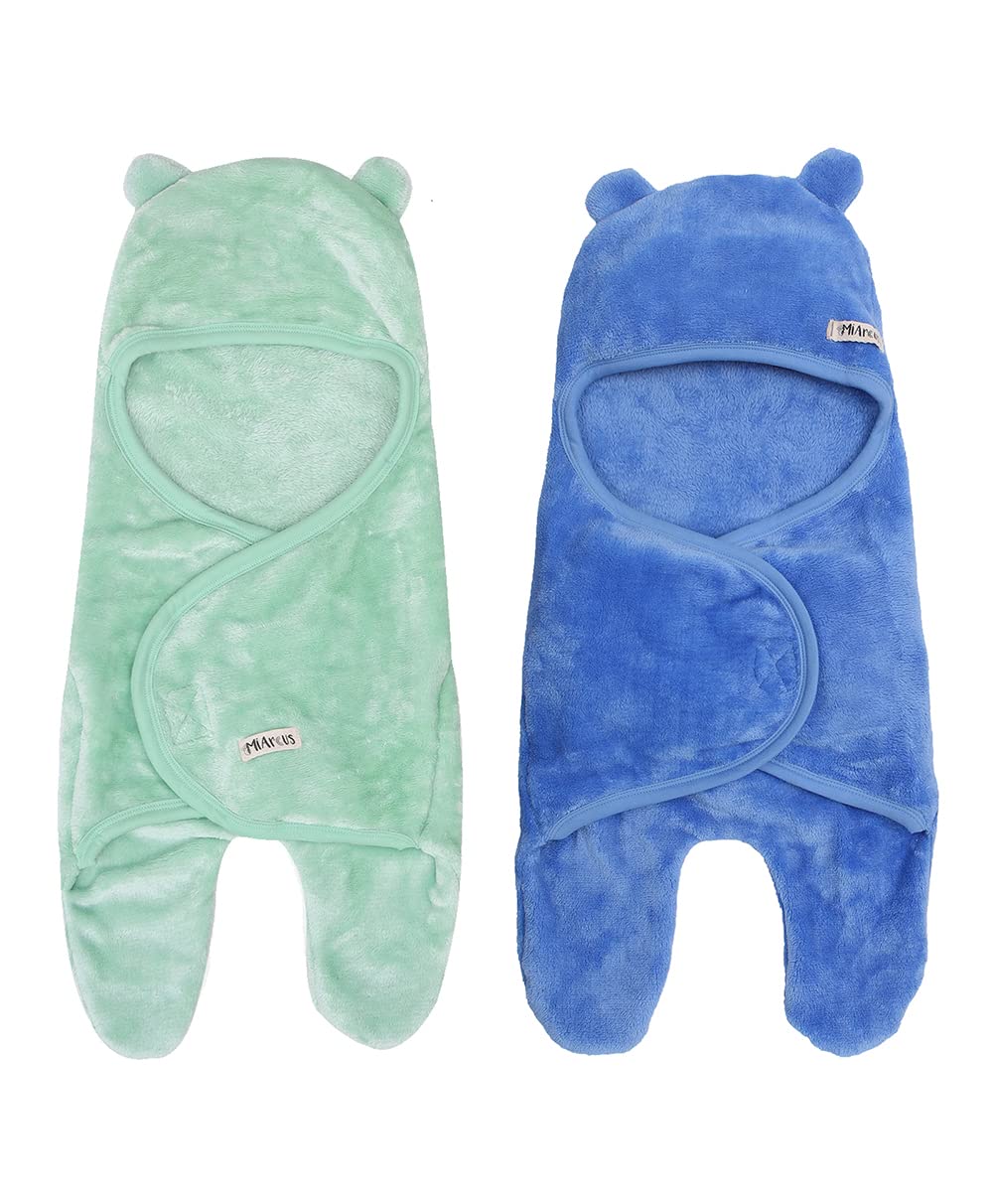 Mi Arcus Flurry Knitted Baby Hooded Blanket 75x72 cm for Girls Boys Kids Infants Toddler Pack of 2