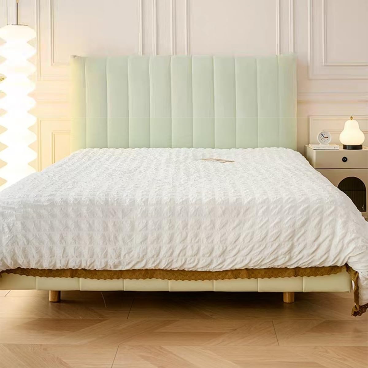 Fodera per testiera imbottita in morbido cotone beige, 180 x 60 cm, protezione per lo schienale del letto, per letti singoli o matrimoniali, arredamento elegante per camera da letto, confortevole e