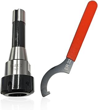 R8-ER32 Collet Chuck, R8 ER32 Collet Chuck Holder, Drawbar Thread 7/16"-20, R8 Shank, ER32 Collet Chuck with ER32 Spanner/Wrench