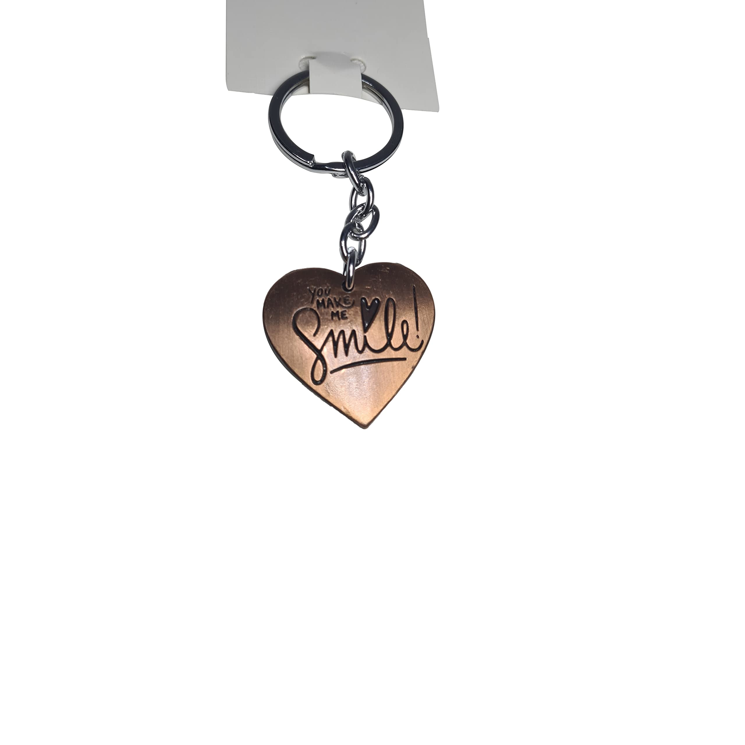 Heart Shape Keychain With "You Make Me Smile" Engraved In It Metal Brown, Gift it to the person who wants to smile-1 Keychain-image-41