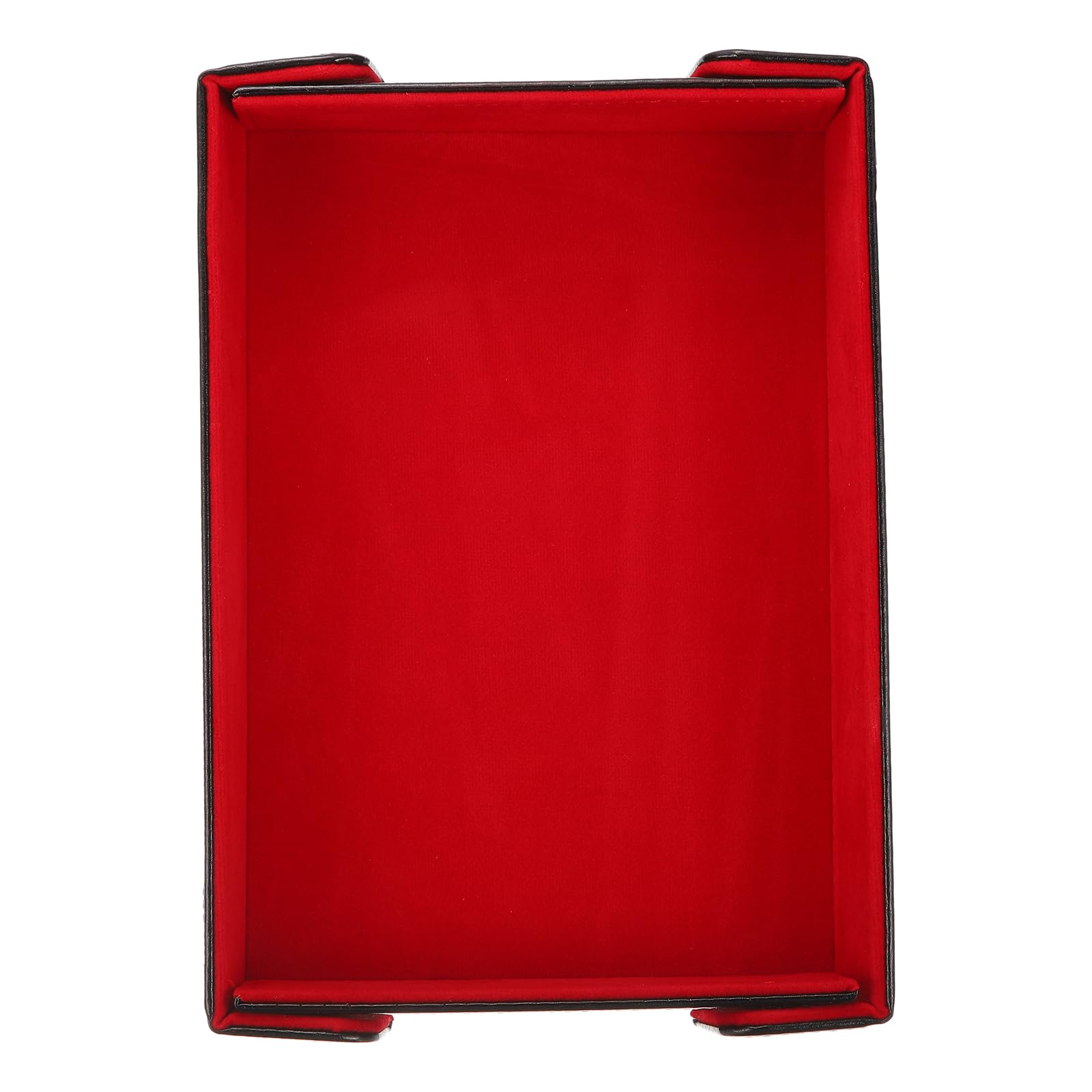 sourcing map Dice Tray PU Leather Felt Lining Mat Magnetic Folding Dice Rolling Tray Holder Rectangle Storage Box Perfect for DND Table Games & Entryway & Nightstand Organizer (Red)